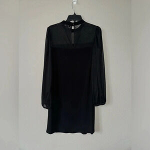 Halogen Black Long Sleeve Mesh Dress Small